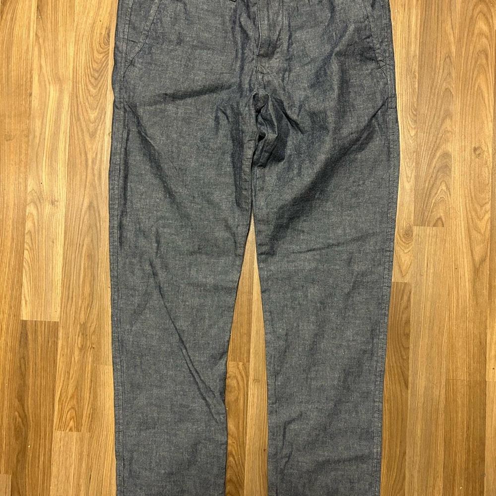 Abercrombie Slim‎ Straight Tailored Mens Pants Chambray Blue 100% Cotton 31x30